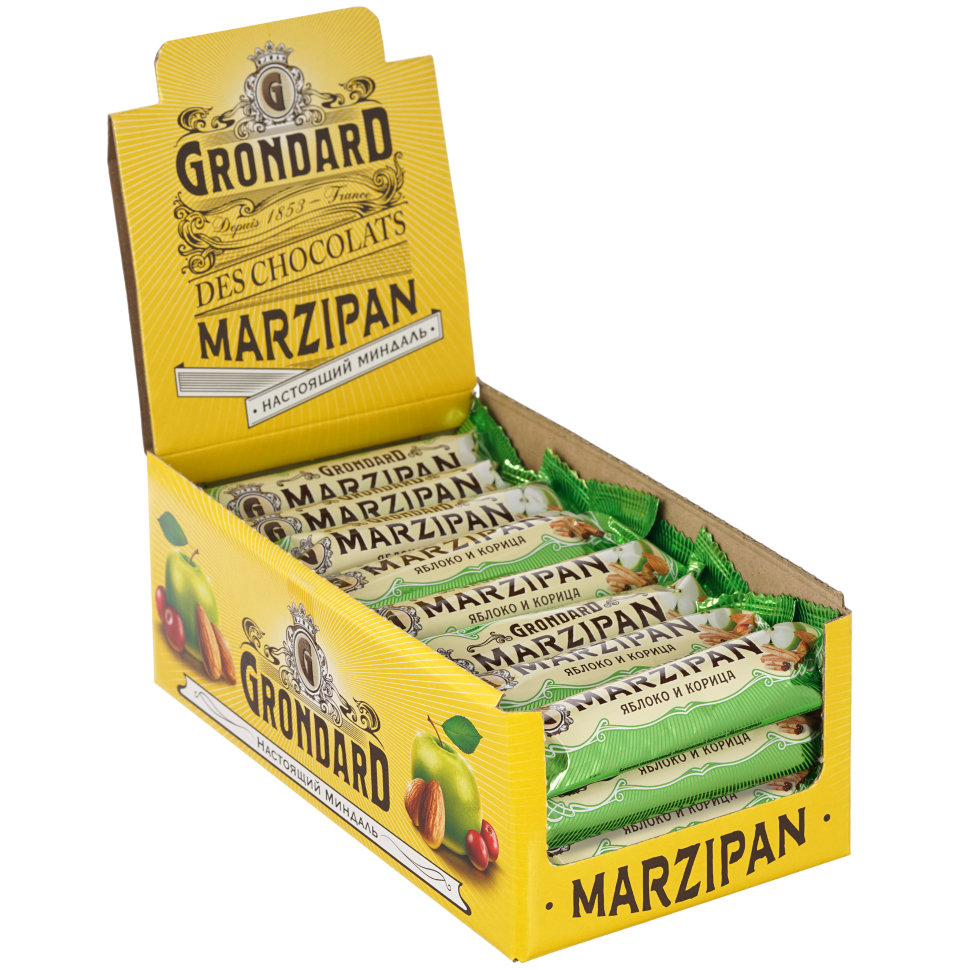 TM Grondard     (9388) Батончики глазированные Марципановые Яблоко-Корица, (24шт по 50г)     в Берёзовском