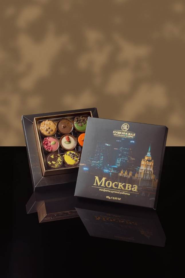  Пушкинская фабрика Конфеты Ассорти (Москва), 115г(чёрная коробка) в Берёзовском